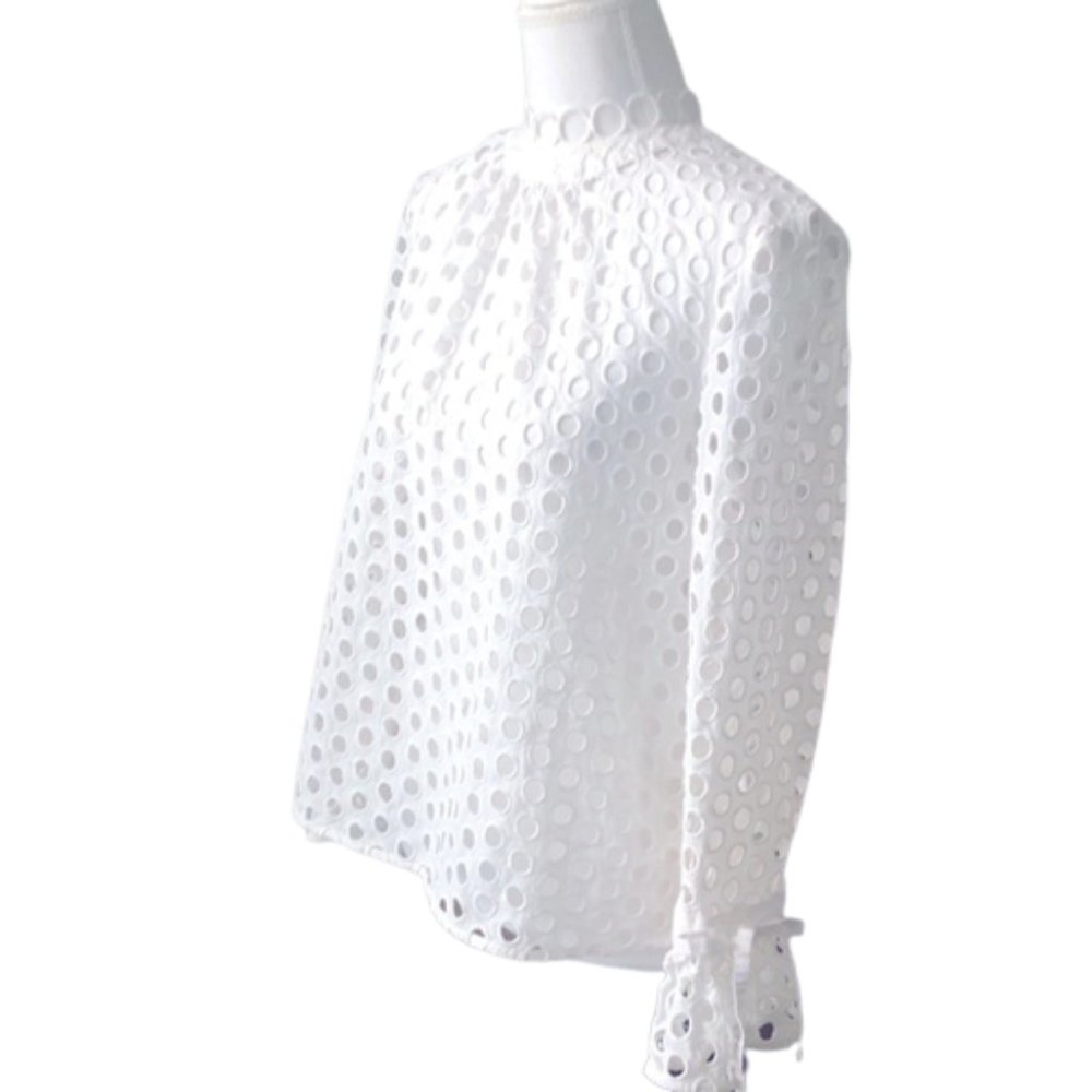 Anthropologie Eri&Ali White  Ruffled cuffs Blouse